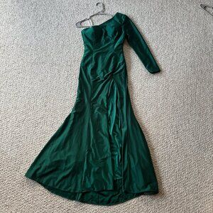 Green one sleeve prom dress size small